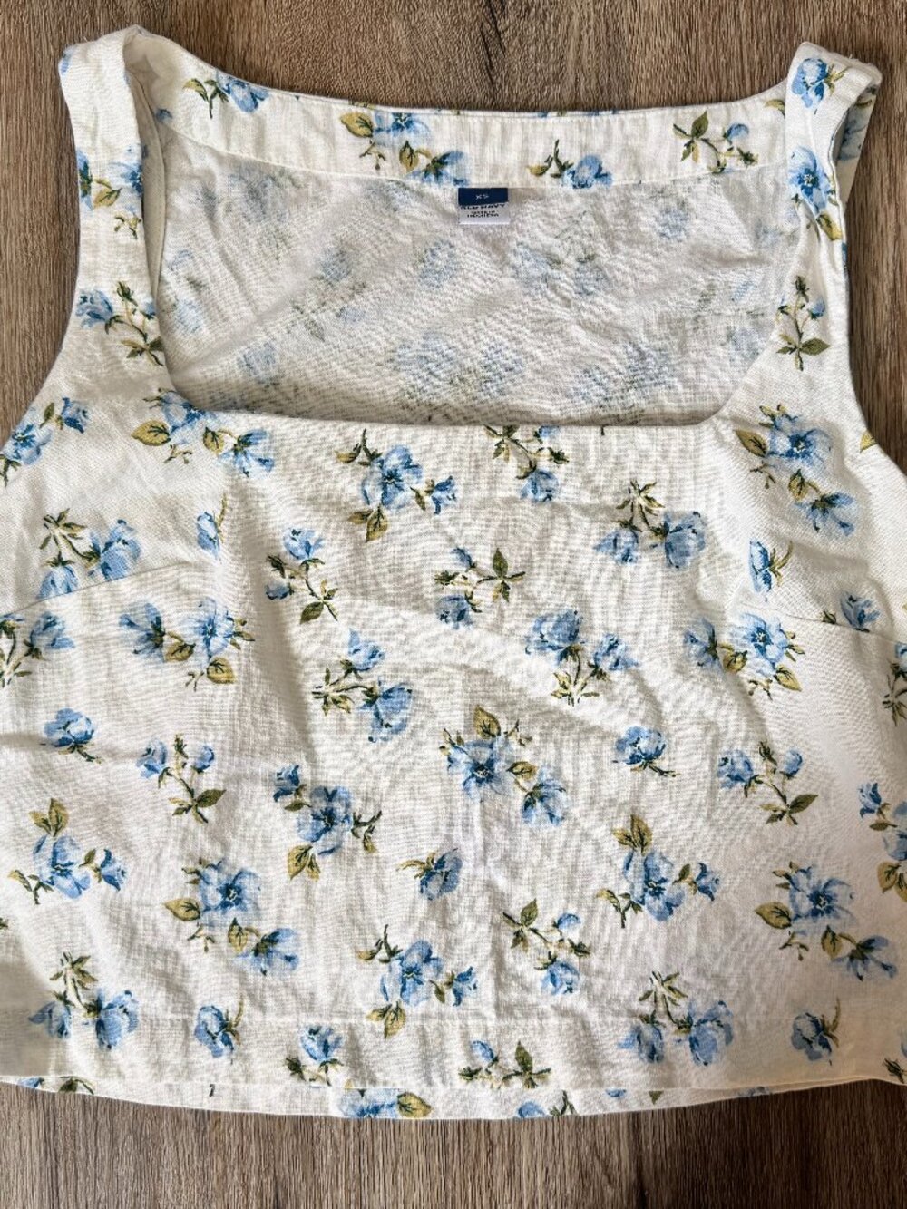 Old Navy White Linen Square Neck Top